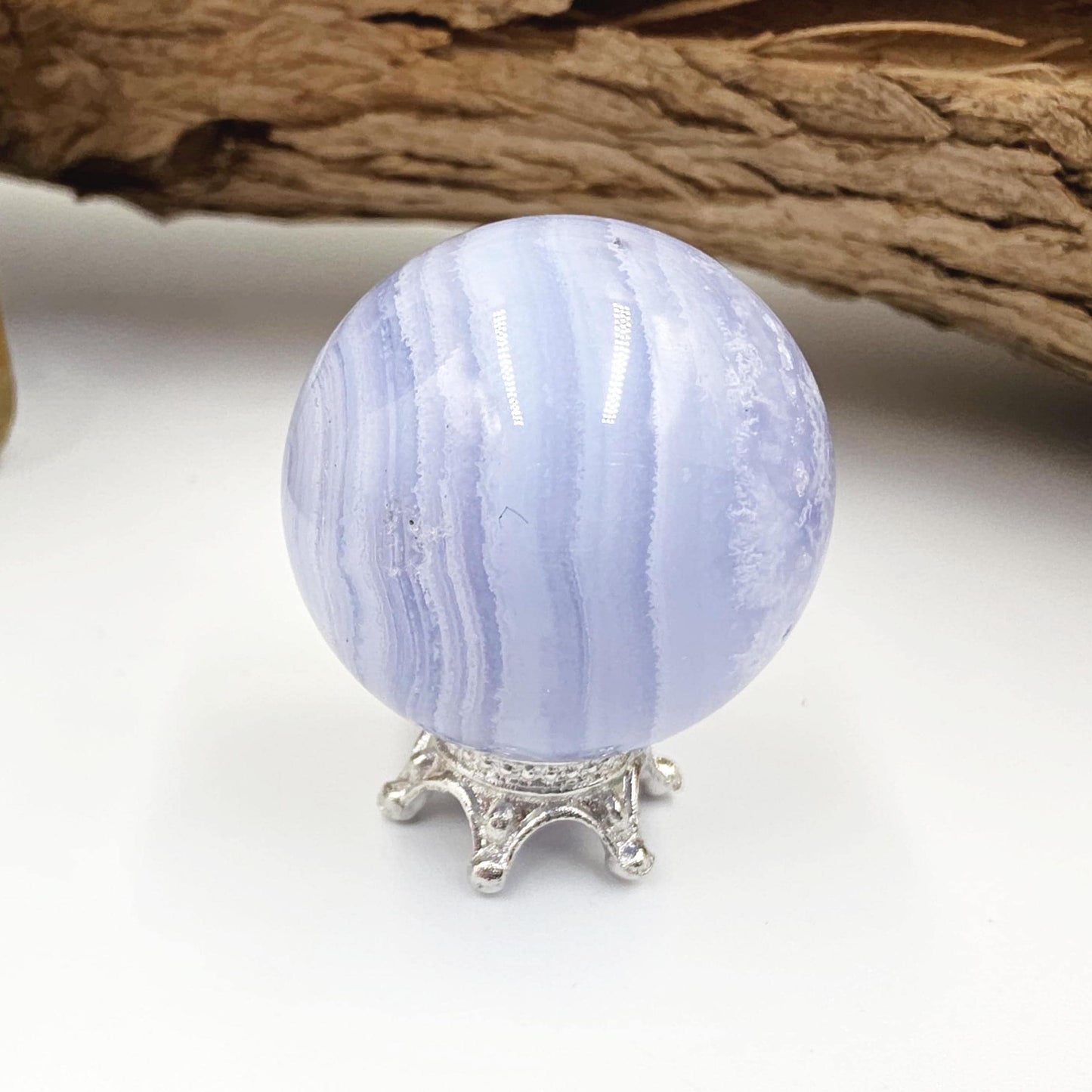 High Grade Blue Lace Agate Sphere – Calm Communication, Emotional Peace & Soothing Energy Crystal, 29mm