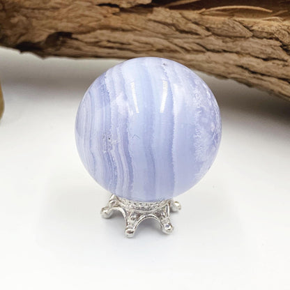 High Grade Blue Lace Agate Sphere – Calm Communication, Emotional Peace & Soothing Energy Crystal, 29mm