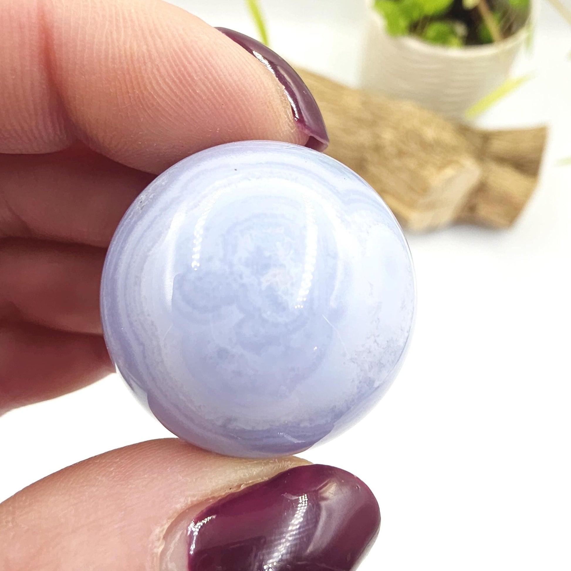 High Grade Blue Lace Agate Sphere – Calm Communication, Emotional Peace & Soothing Energy Crystal, 29mm