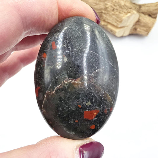 African Bloodstone Palm Stone – Courage, Strength & Vitality Healing Crystal, 100g