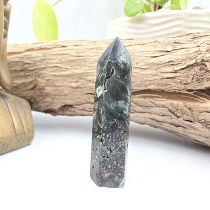 Flashy Seraphinite Tower - Angelic Connection & Heart Healing Crystal Point - 35g