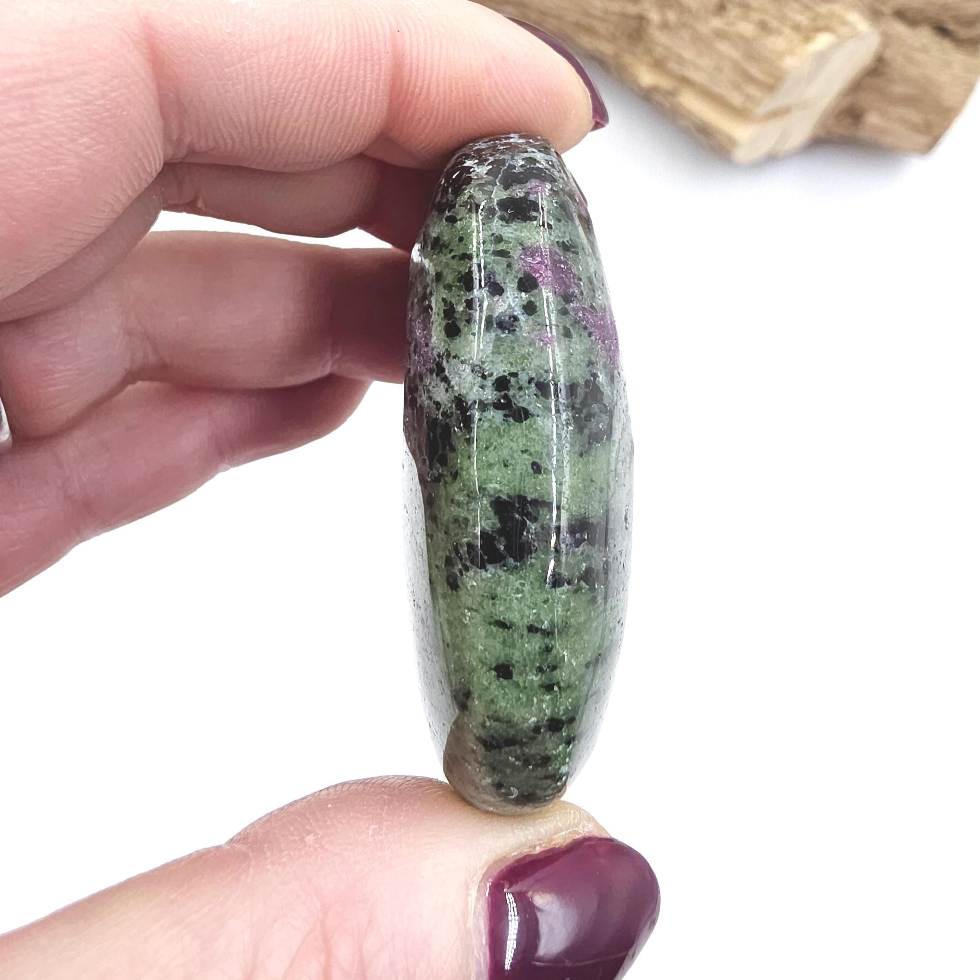 Ruby in Zoisite Palm Stone - Heart Chakra & Vitality Healing Crystal - 85g