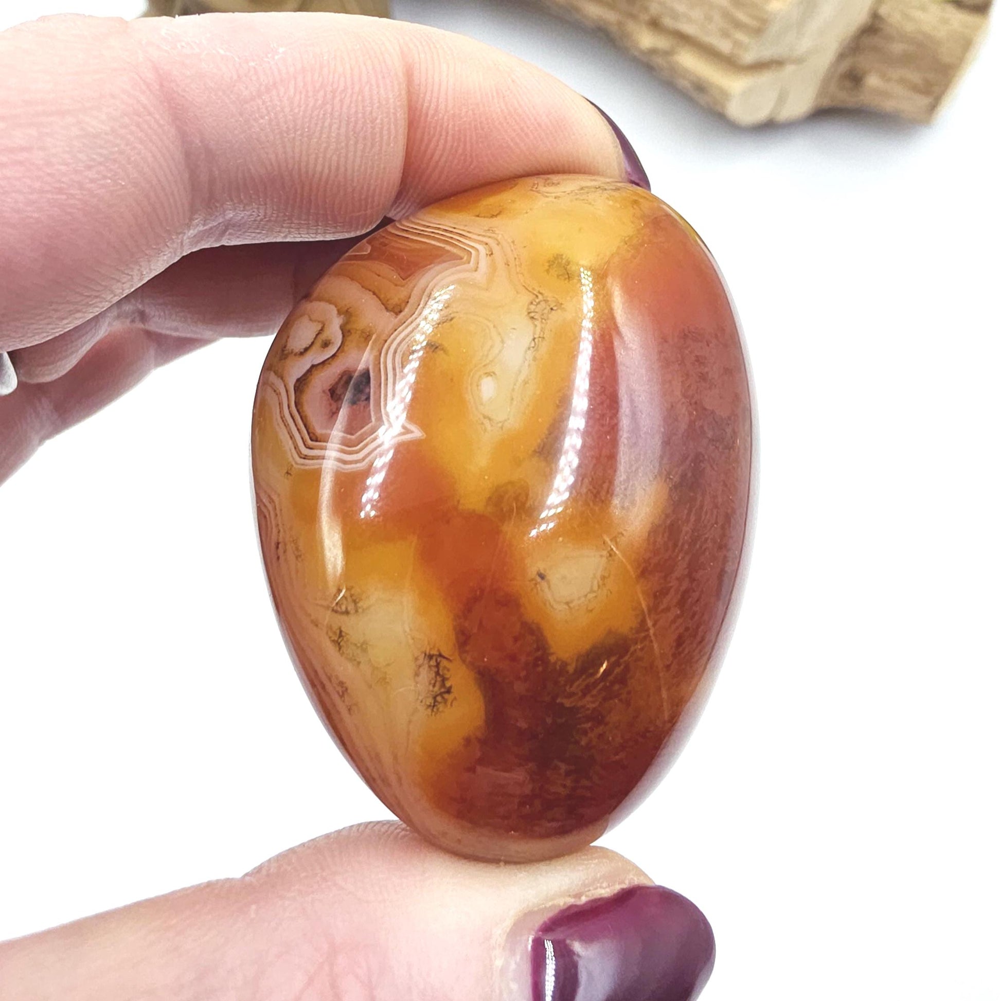 Carnelian Palm Stone - Vitality & Creative Healing Crystal - 80g