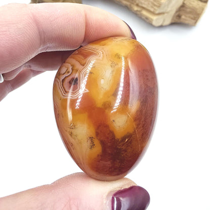 Carnelian Palm Stone - Vitality & Creative Healing Crystal - 80g