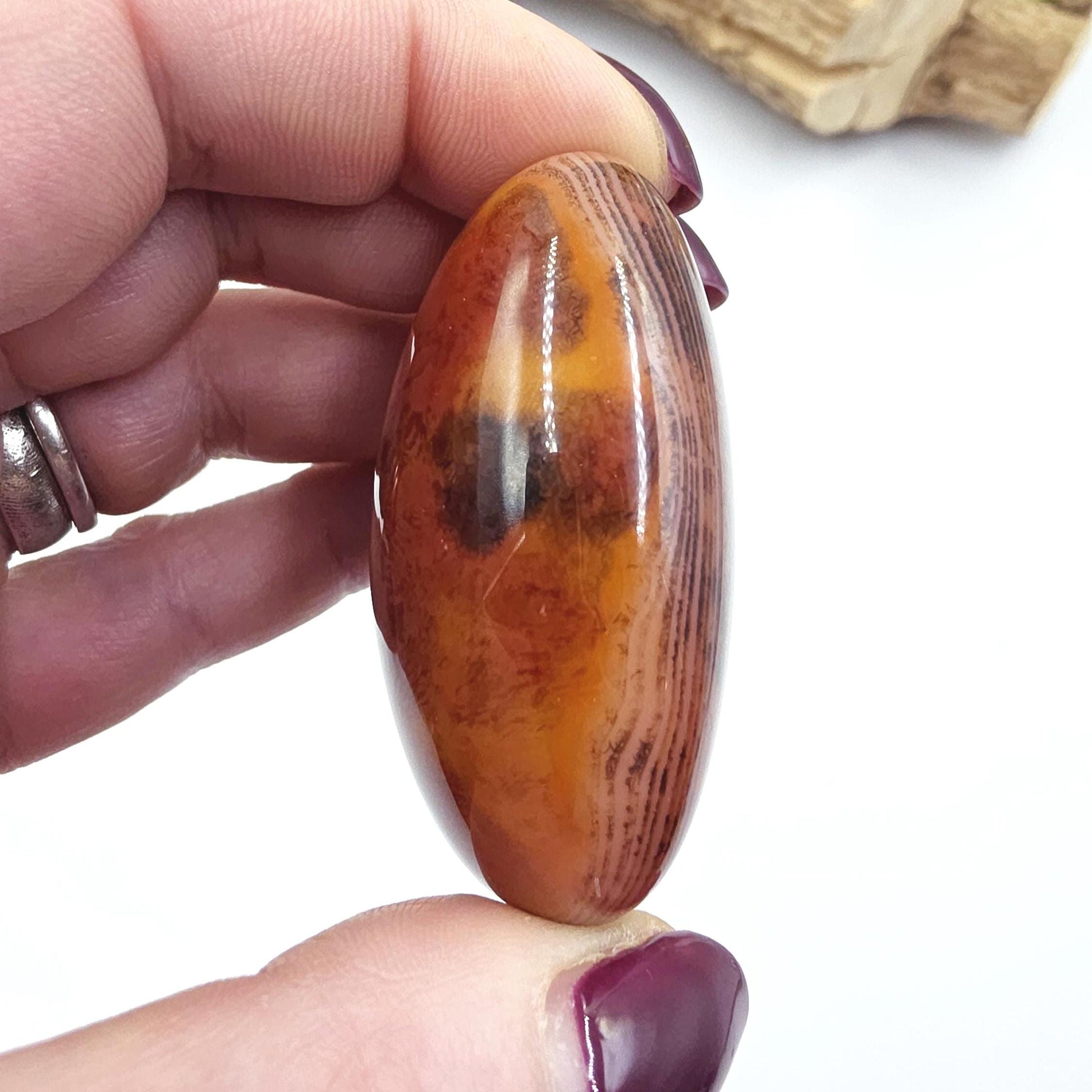 Carnelian Palm Stone - Vitality & Creative Healing Crystal - 80g