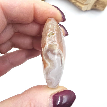 Flower Agate (Sakura) Palm Stone - Growth, Creativity & Emotional Healing Crystal, 35g