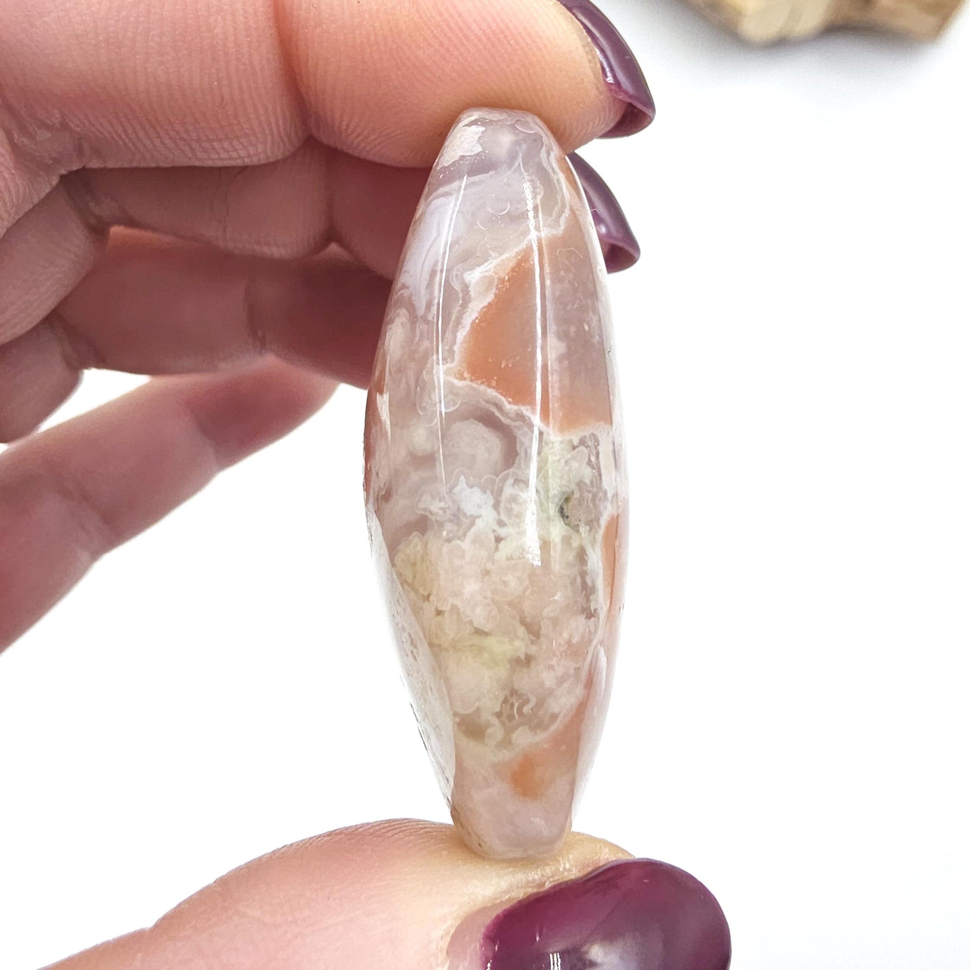 Flower Agate (Sakura) Palm Stone - Growth, Creativity & Emotional Healing Crystal, 35g