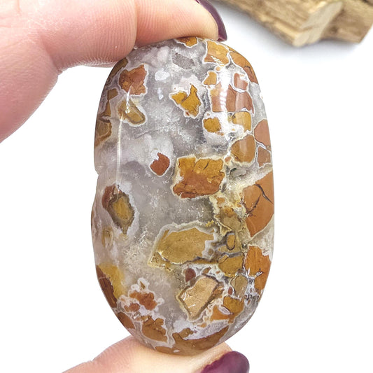Brecciated Agate Palm Stone with Drusy – Grounding Strength, Stability & Sparkling Earth Energy Crystal, 75g