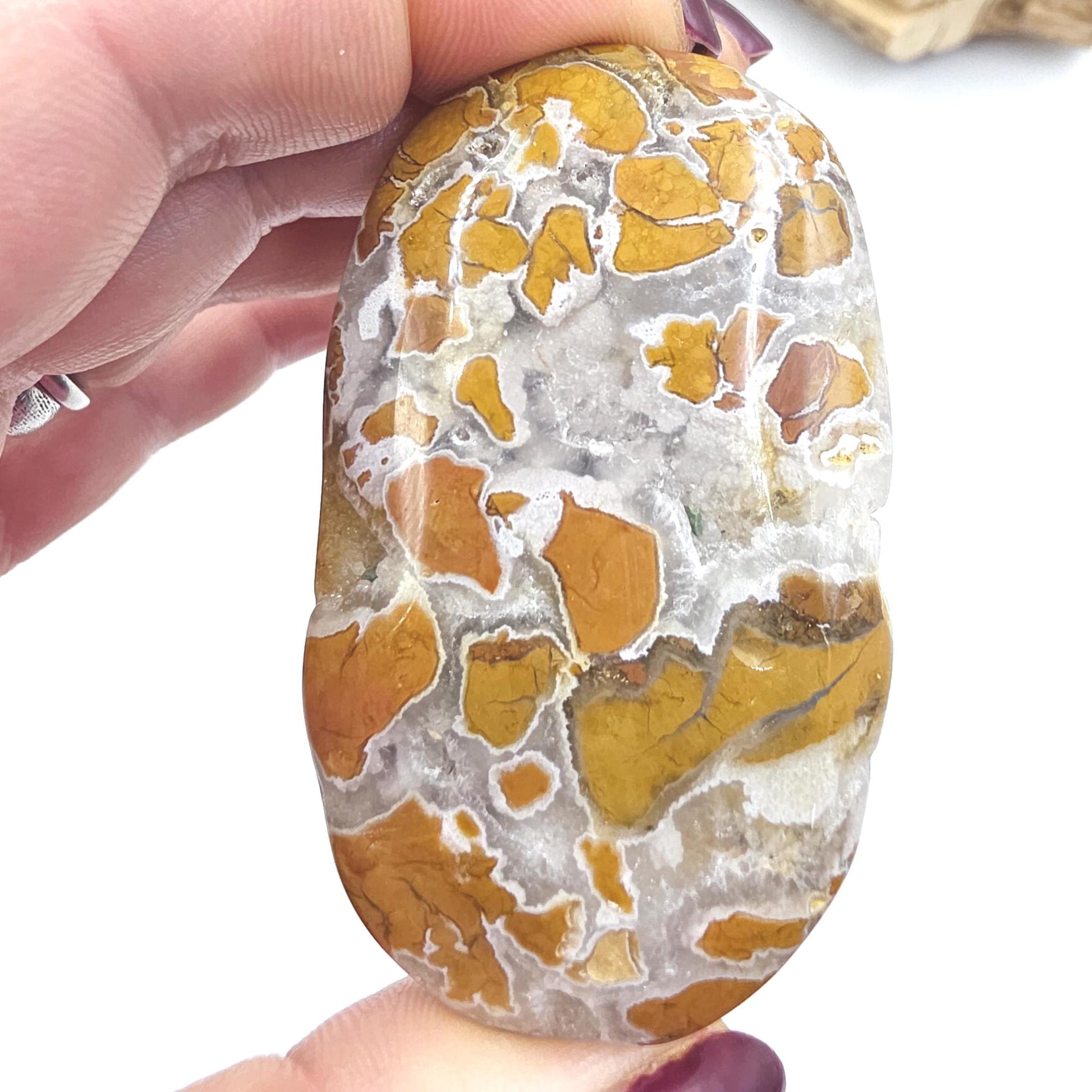 Brecciated Agate Palm Stone with Drusy – Grounding Strength, Stability & Sparkling Earth Energy Crystal, 75g