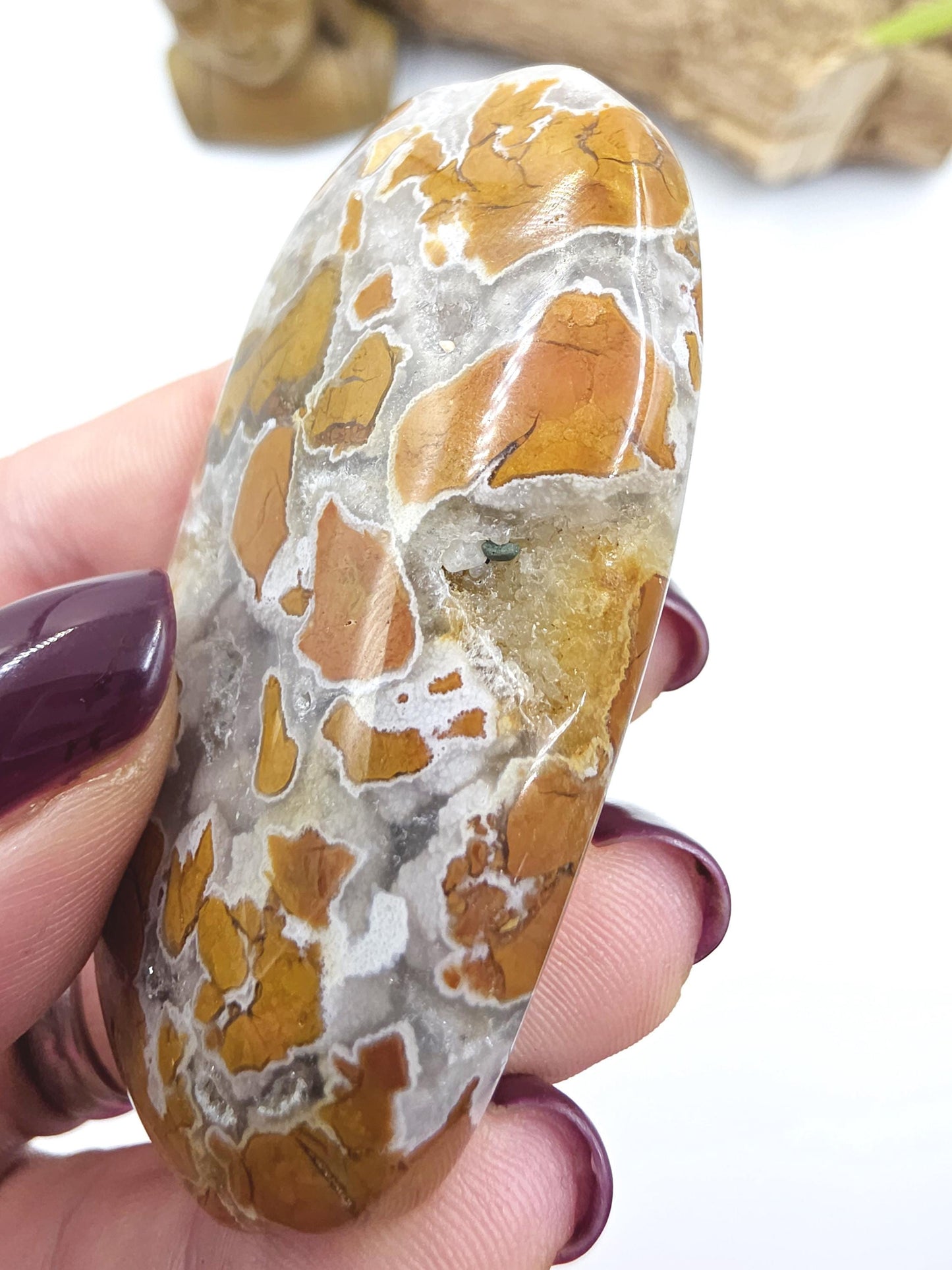Brecciated Agate Palm Stone with Drusy – Grounding Strength, Stability & Sparkling Earth Energy Crystal, 75g