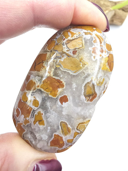 Brecciated Agate Palm Stone with Drusy – Grounding Strength, Stability & Sparkling Earth Energy Crystal, 75g