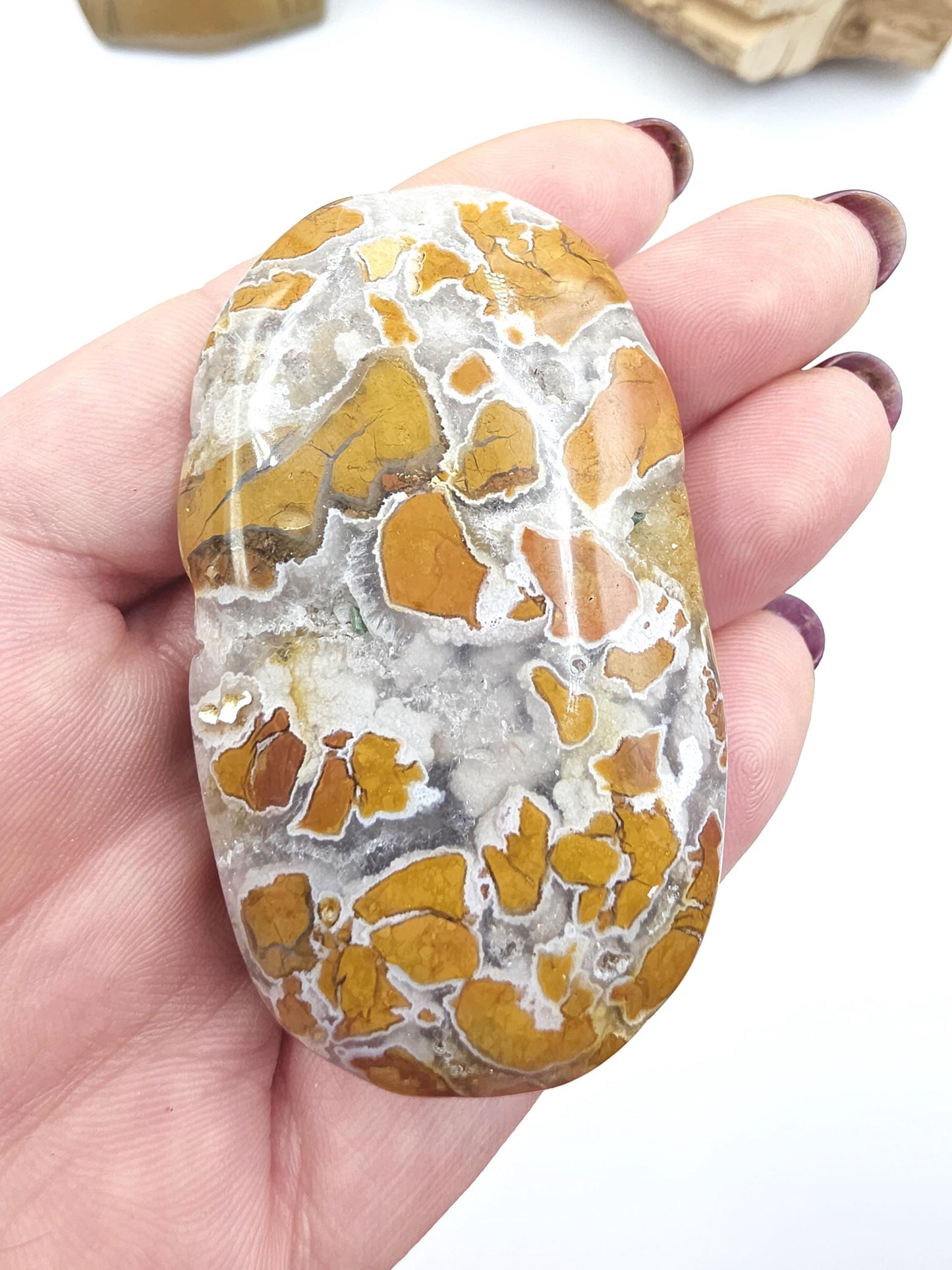 Brecciated Agate Palm Stone with Drusy – Grounding Strength, Stability & Sparkling Earth Energy Crystal, 75g