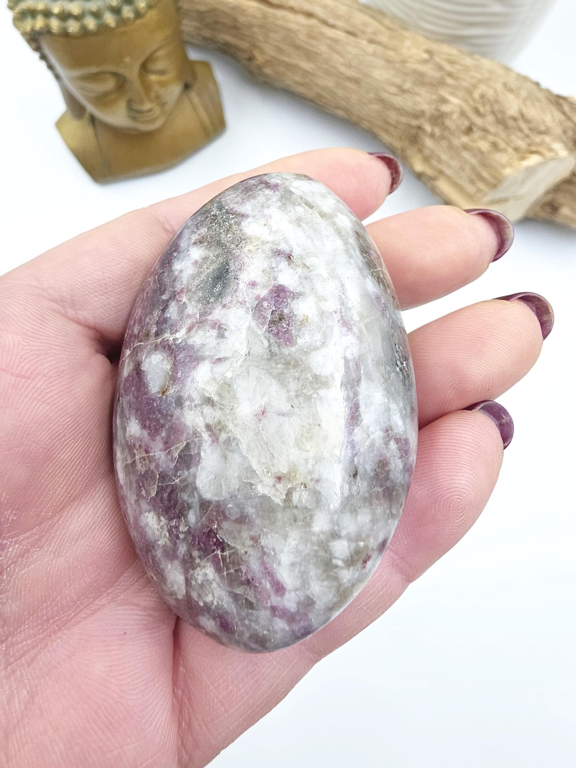 Plum Tourmaline Palm Stone – Love, Compassion & Emotional Healing Crystal, 115g