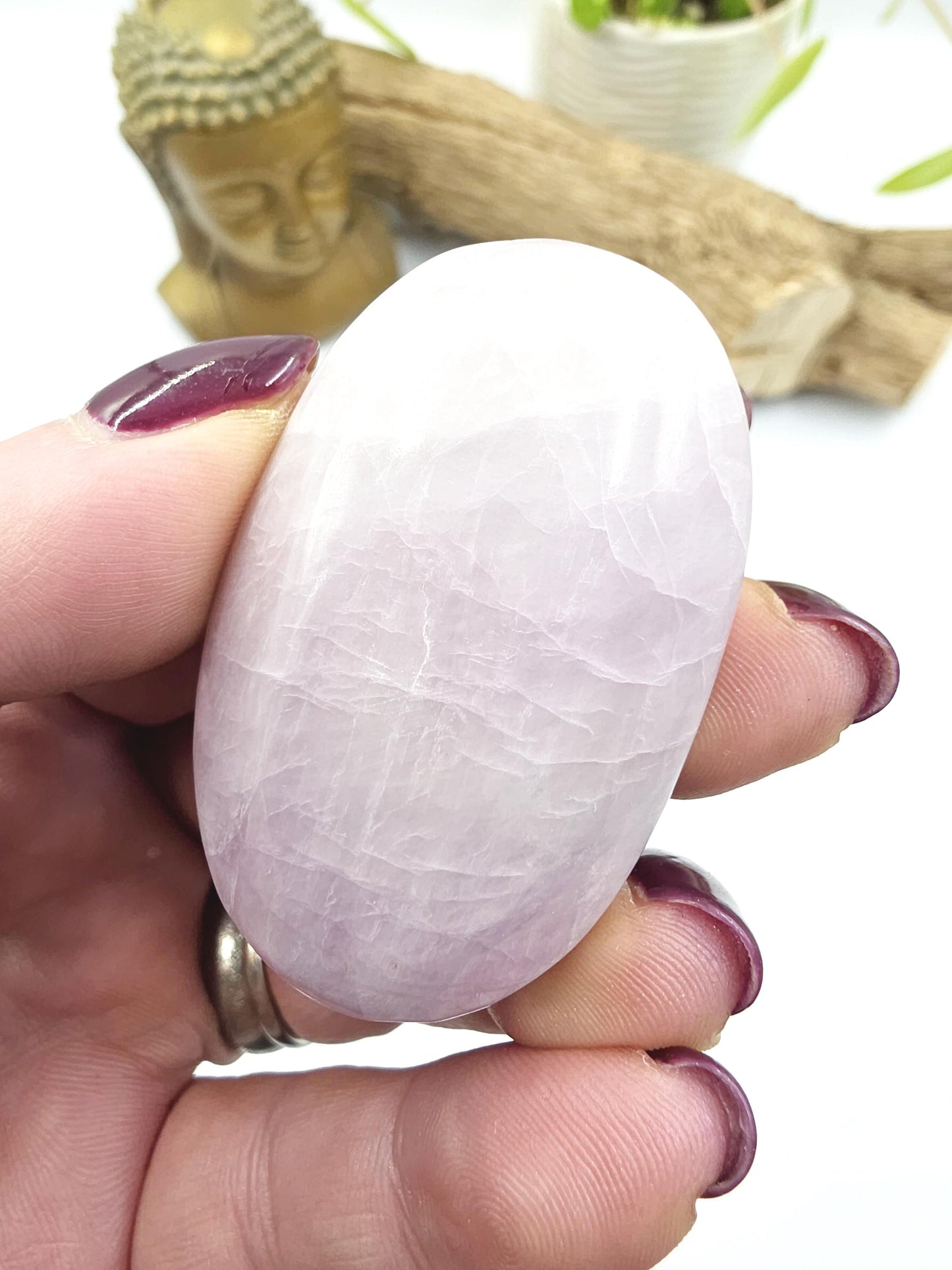 Flashy Kunzite Crystal Palm Stone - Heart Chakra & Emotional Healing Crystal, 70g
