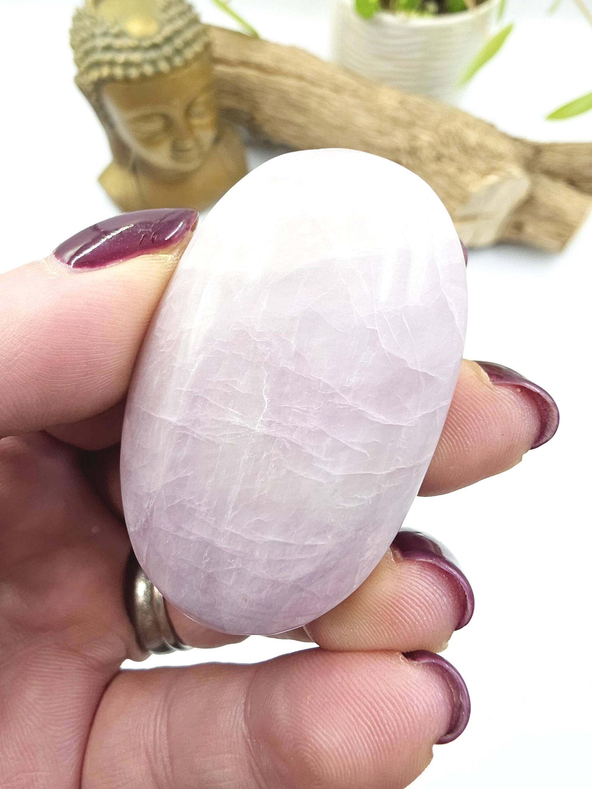 Flashy Kunzite Crystal Palm Stone - Heart Chakra & Emotional Healing Crystal, 70g