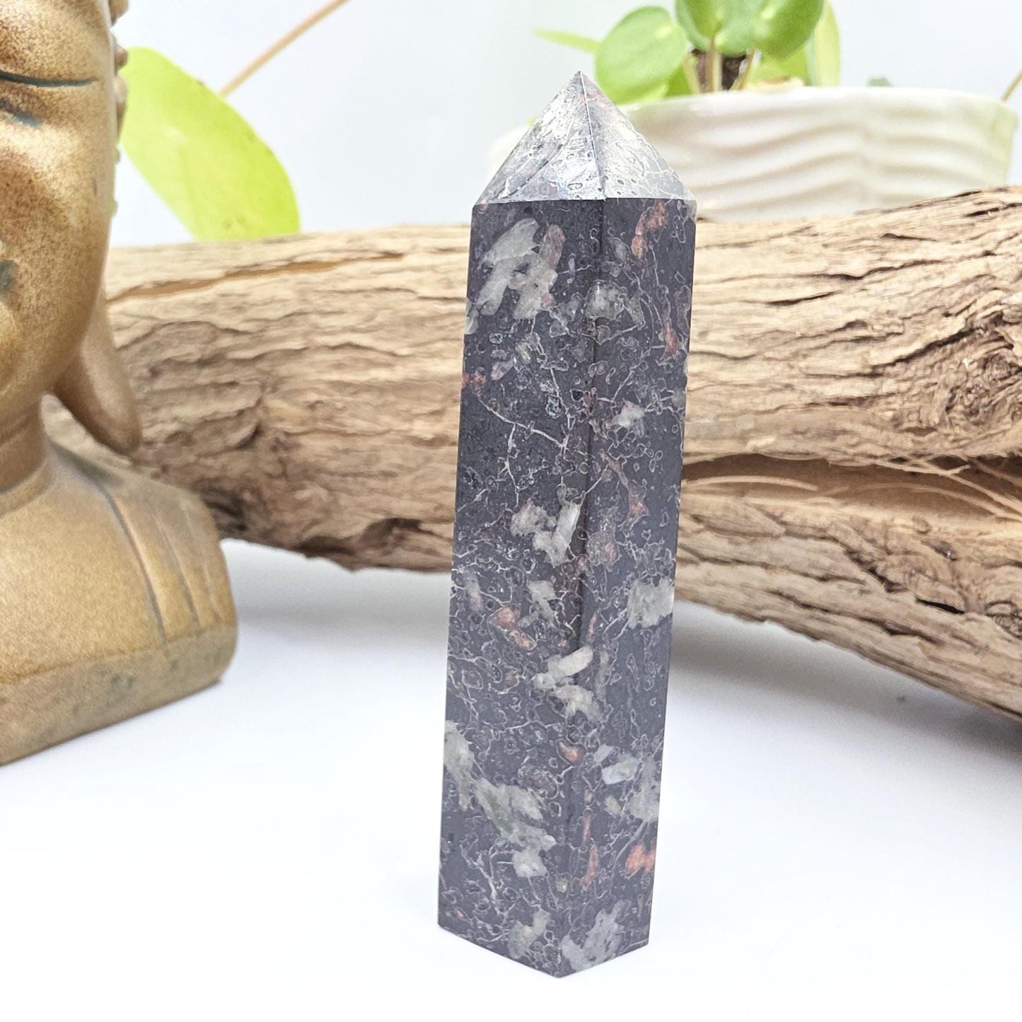 Plum Jade Tower – Emotional Balance, Calm Strength & Heart Healing Crystal Point, 8.5cm