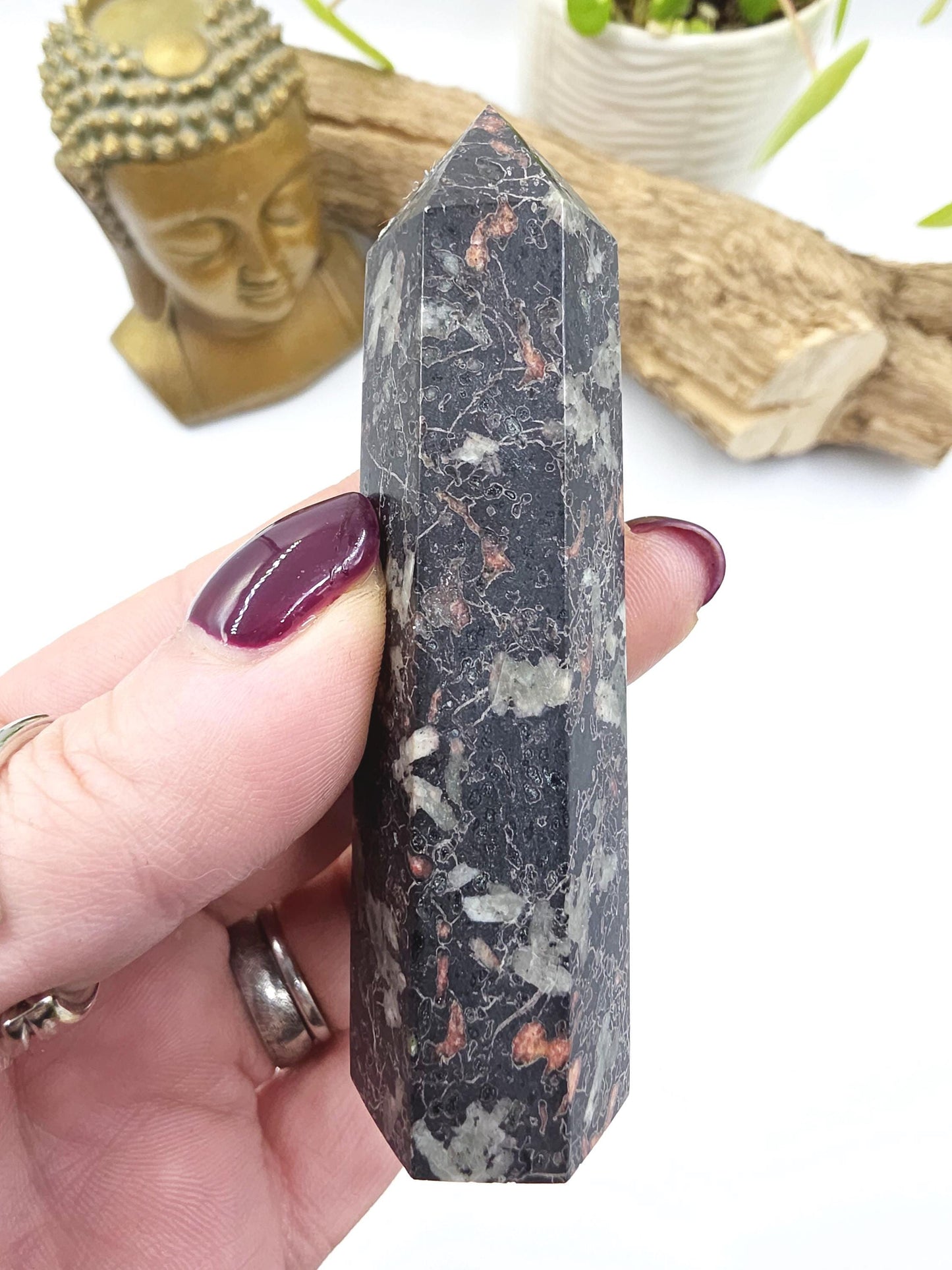 Plum Jade Tower – Emotional Balance, Calm Strength & Heart Healing Crystal Point, 8.5cm