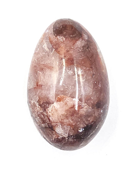 Teardrop Shaped Fire Quartz (Hematoid) Palm Stone with rainbow flashes - Grounding & Vitality Crystal - 55g