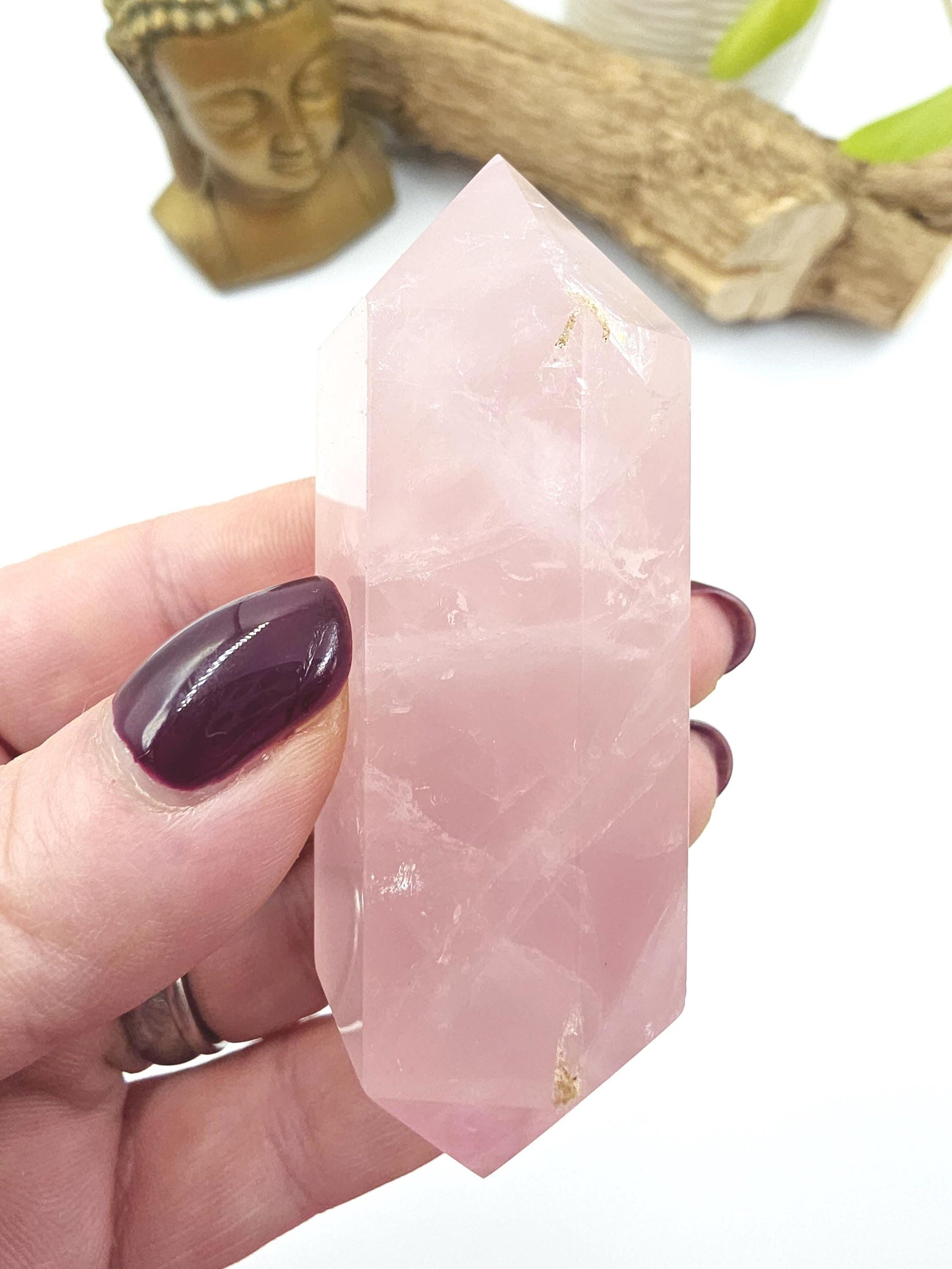 Chunky Rose Quartz Double Terminated Point – Self-Love, Healing & Heart Energy Crystal (Natural Imperfections), 105g
