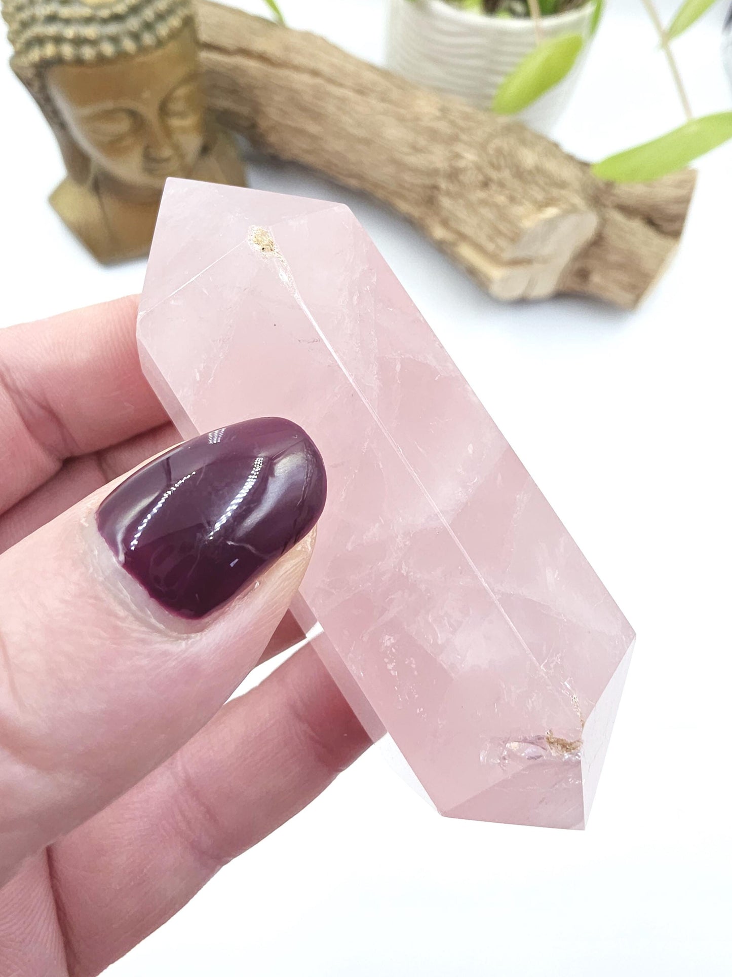 Chunky Rose Quartz Double Terminated Point – Self-Love, Healing & Heart Energy Crystal (Natural Imperfections), 105g