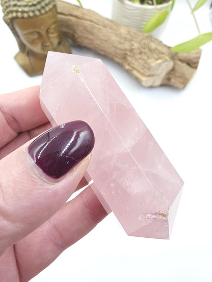 Chunky Rose Quartz Double Terminated Point – Self-Love, Healing & Heart Energy Crystal (Natural Imperfections), 105g