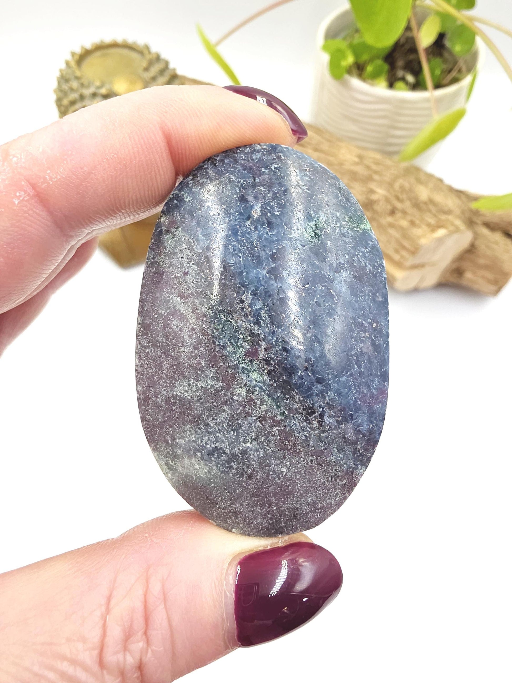 Ruby in Fuchsite Palm Stone (UV Reactive) – Heart Healing, Strength & Emotional Balance Crystal, 110g