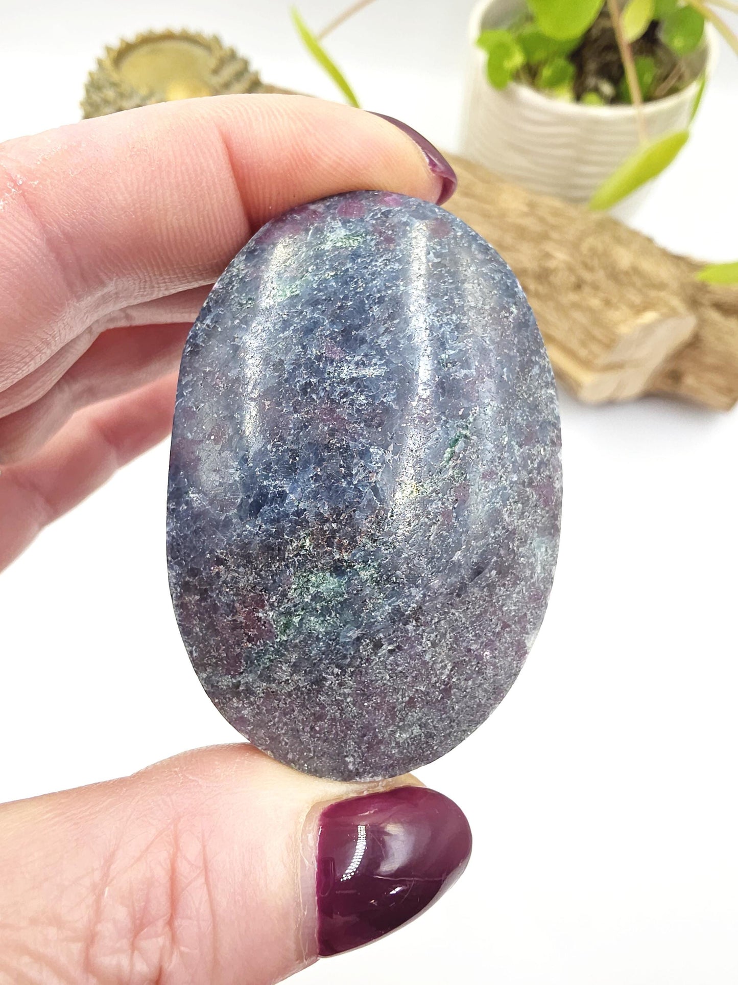 Ruby in Fuchsite Palm Stone (UV Reactive) – Heart Healing, Strength & Emotional Balance Crystal, 110g
