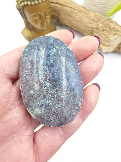 Ruby in Fuchsite Palm Stone (UV Reactive) – Heart Healing, Strength & Emotional Balance Crystal, 110g