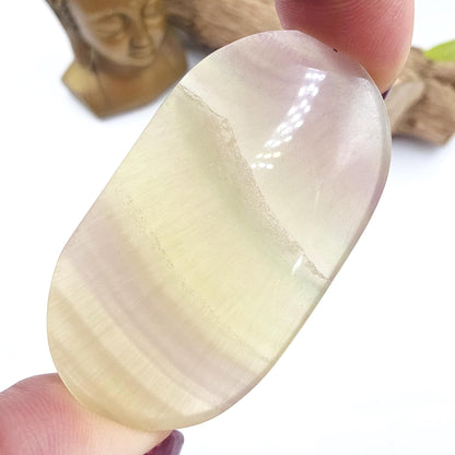 Yellow Fluorite Palm Stone - Focus and Clarity Healing Crystal, 50g