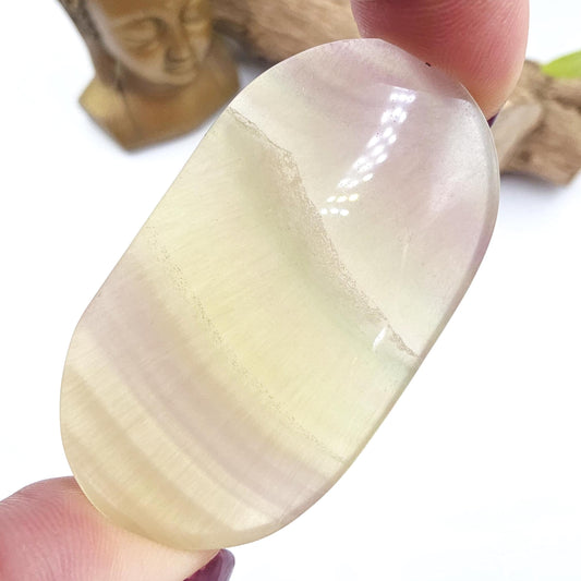 Yellow Fluorite Palm Stone - Focus and Clarity Healing Crystal, 50g
