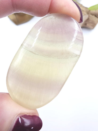Yellow Fluorite Palm Stone - Focus and Clarity Healing Crystal, 50g