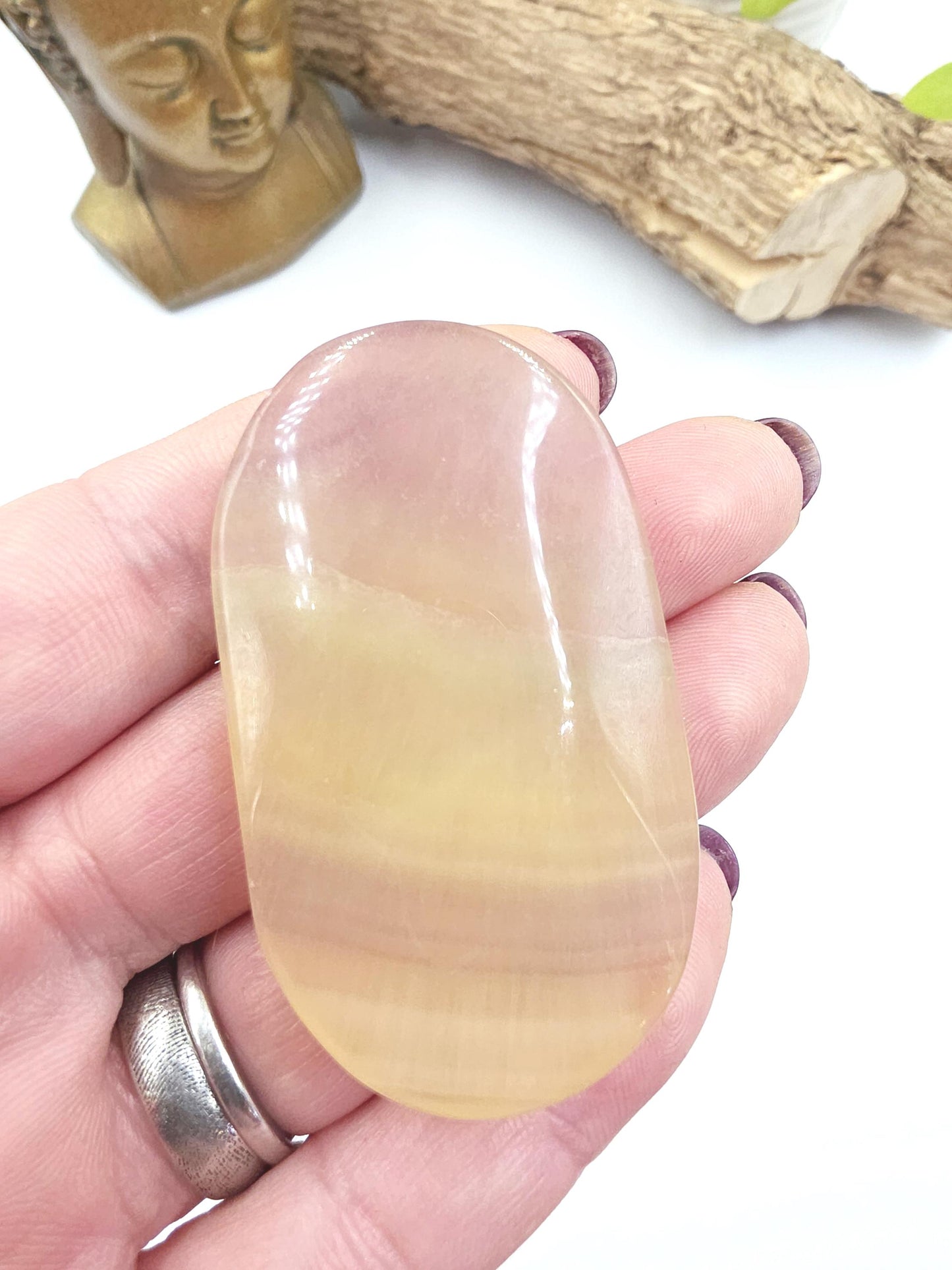 Yellow Fluorite Palm Stone - Focus and Clarity Healing Crystal, 50g