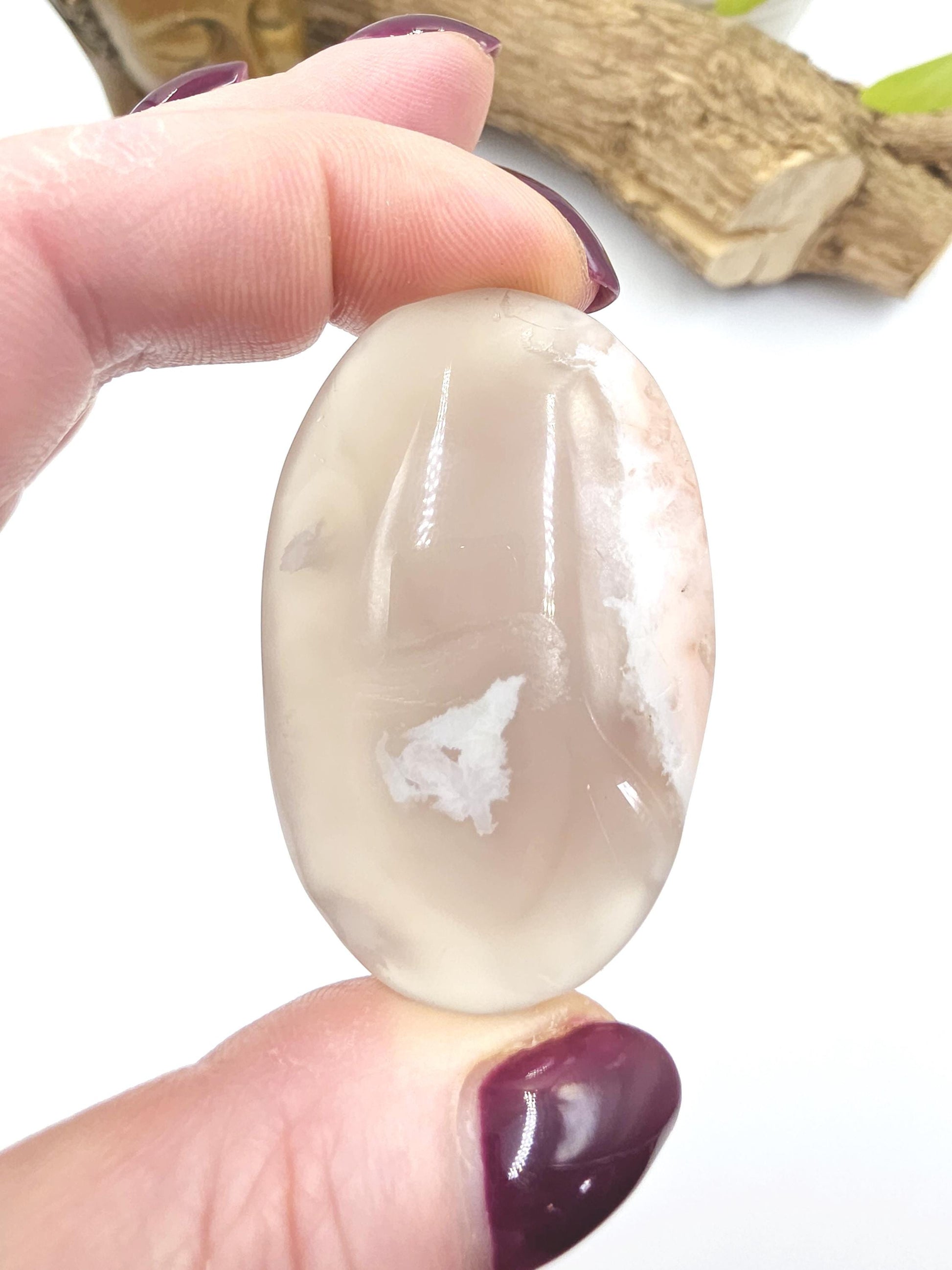Flower Agate (Sakura) Palm Stone - Growth, Creativity & Emotional Healing Crystal - 40g