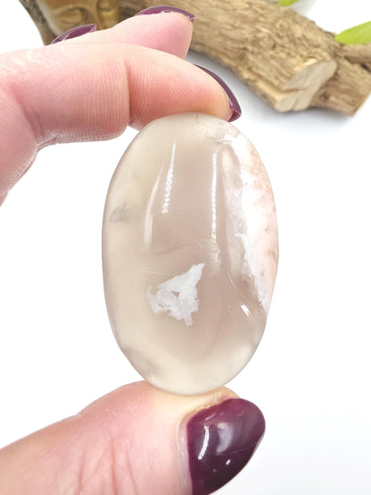 Flower Agate (Sakura) Palm Stone - Growth, Creativity & Emotional Healing Crystal - 40g