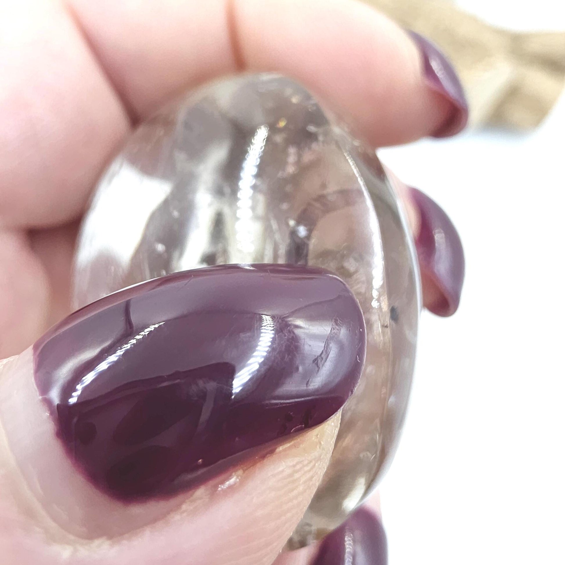 High Grade Enhydro Clear Quartz Palm Stone – 3 Moving Water Bubbles, Natural Rainbows & Amplifying Energy Crystal, 85g