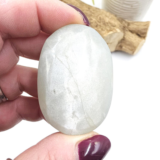 Green Moonstone Palm - Heart Chakra & Emotional Balance Healing Crystal, 55g