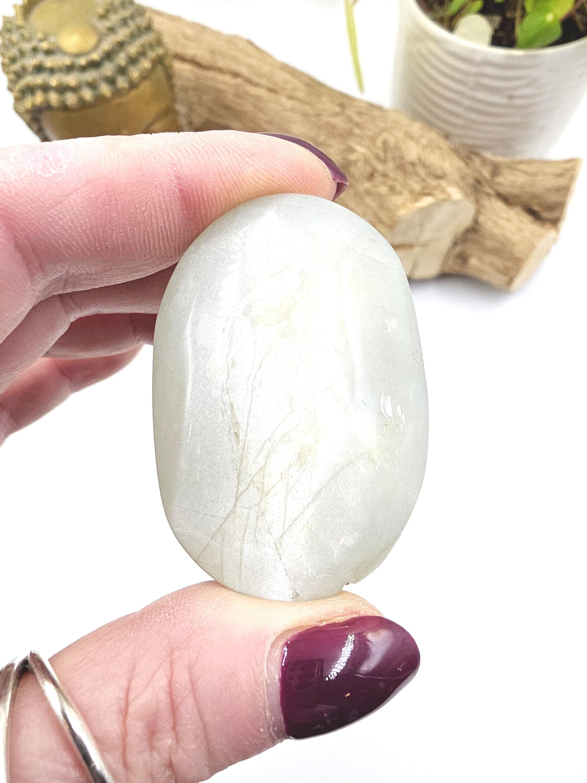 Green Moonstone Palm - Heart Chakra & Emotional Balance Healing Crystal, 55g