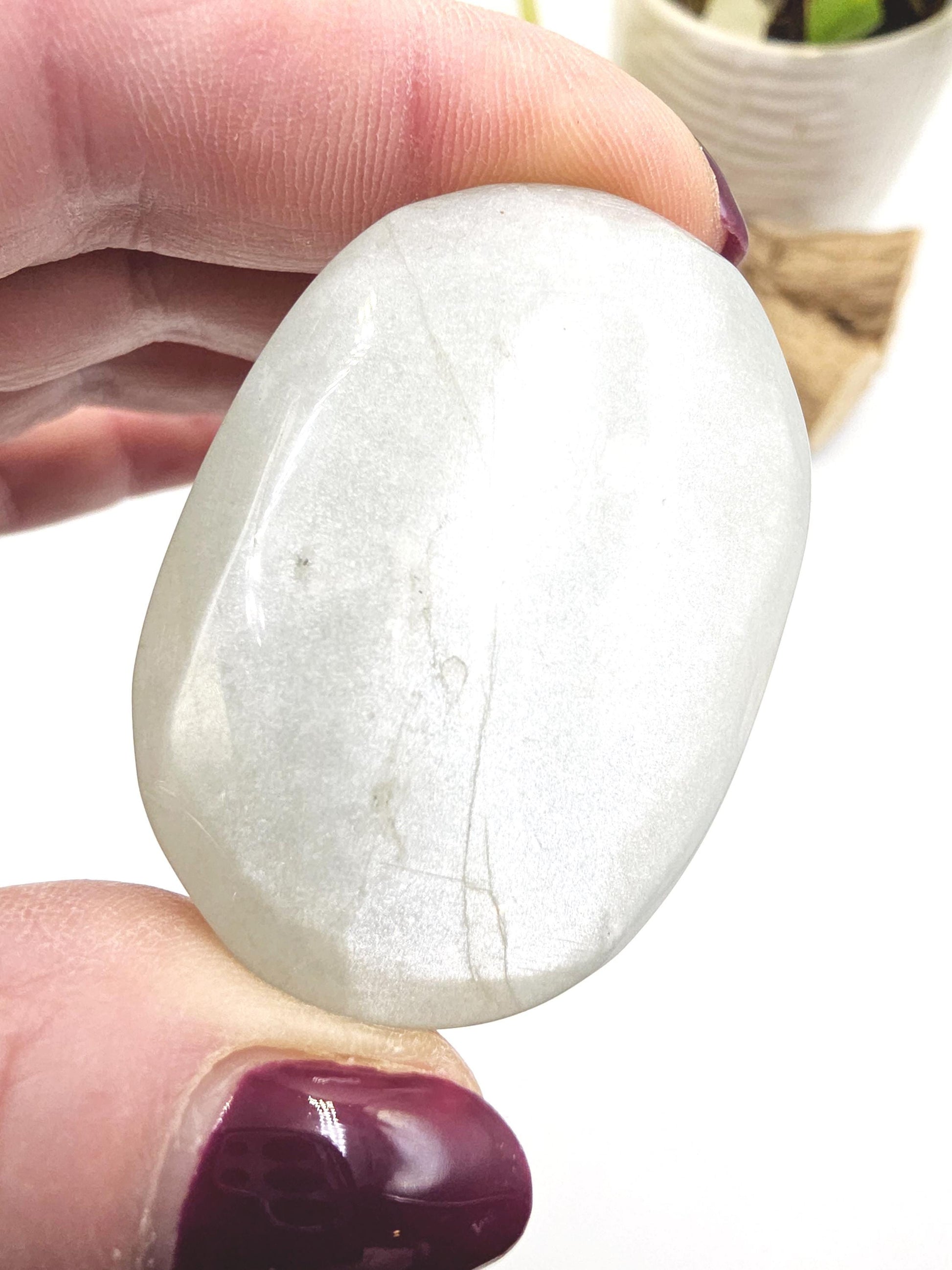 Green Moonstone Palm - Heart Chakra & Emotional Balance Healing Crystal, 55g