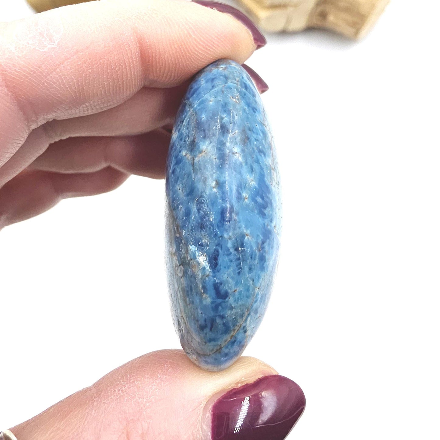 Flashy Blue Apatite Palm Stone - Motivation & Focus Healing Crystal - 75g