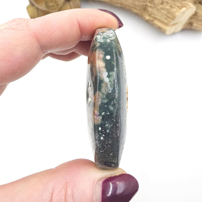 Orbicular Ocean Jasper Palm Stone with Natural Pockets – Joy, Emotional Healing & Nurturing Support Crystal, 80g