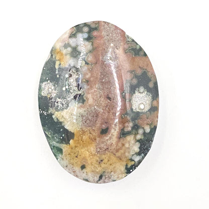 Orbicular Ocean Jasper Palm Stone with Natural Pockets – Joy, Emotional Healing & Nurturing Support Crystal, 80g