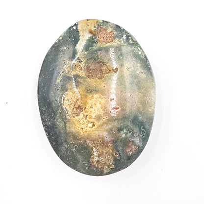 Orbicular Ocean Jasper Palm Stone with Natural Pockets – Joy, Emotional Healing & Nurturing Support Crystal, 80g