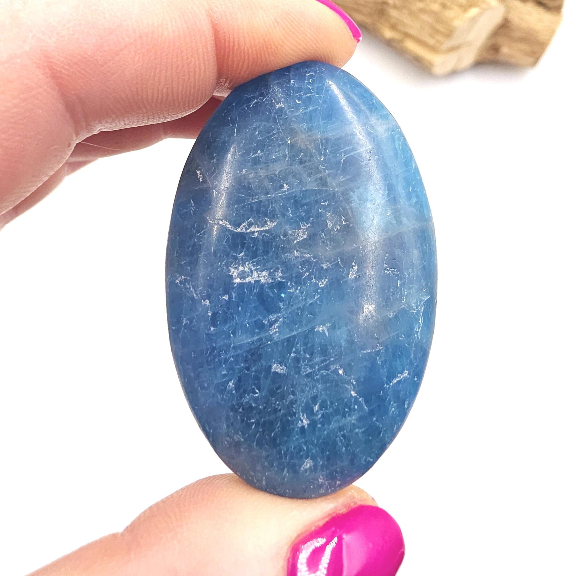 Blue Apatite Palm Stone - Motivation & Focus Healing Crystal - 55g