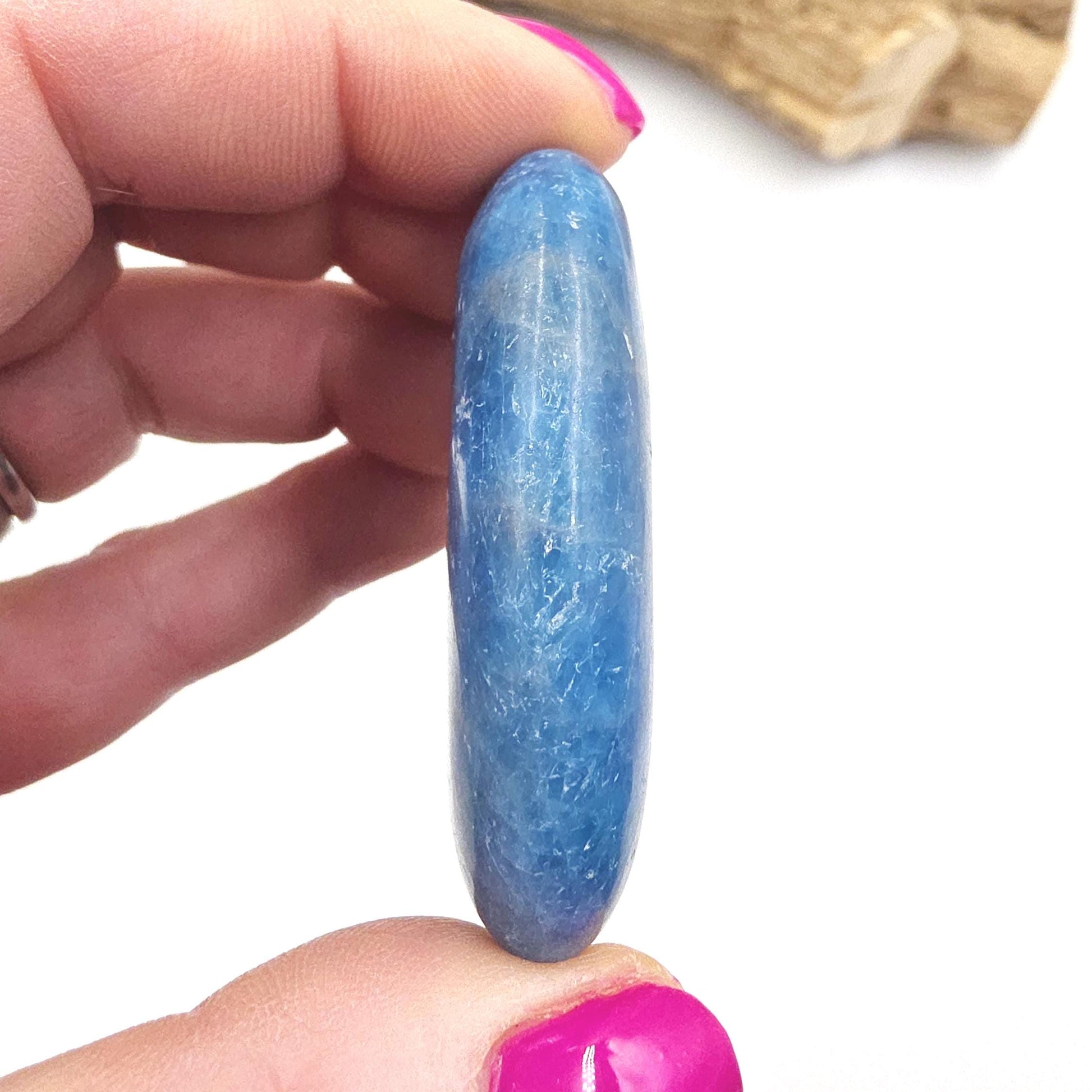 Blue Apatite Palm Stone - Motivation & Focus Healing Crystal - 55g