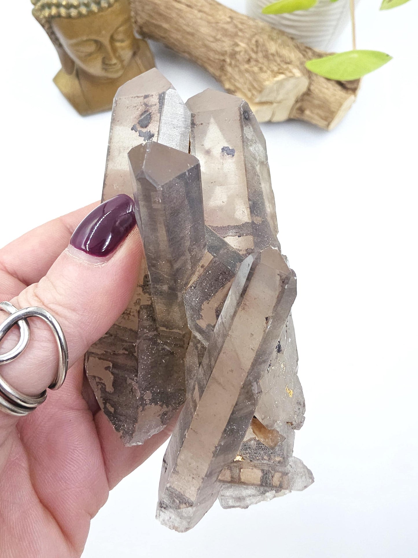 Raw Smoky Quartz Cluster with Rainbow – Grounding, Protection & Energy Cleansing Crystal, 315g