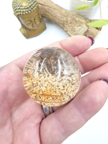Garden Quartz (Lodolite) Sphere – Manifestation, Earth Wisdom & Rainbow Energy Crystal, 39mm