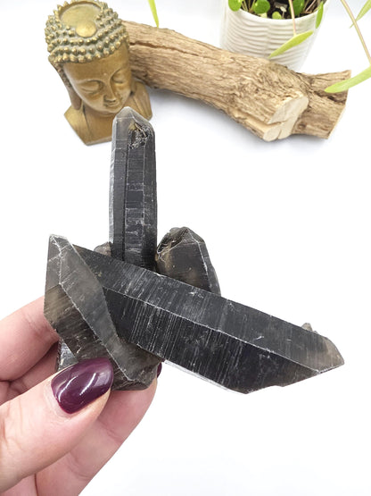 Dark Smoky Quartz Raw Cluster – Deep Grounding, Protection & Energy Cleansing Crystal, 230g