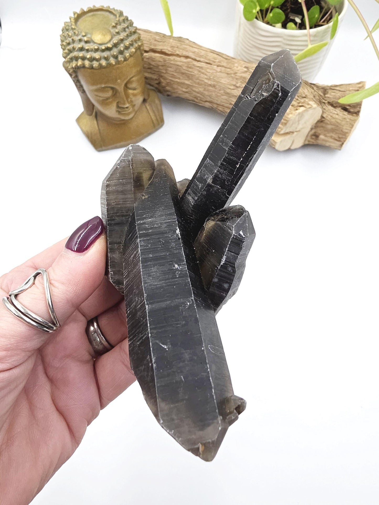 Dark Smoky Quartz Raw Cluster – Deep Grounding, Protection & Energy Cleansing Crystal, 230g