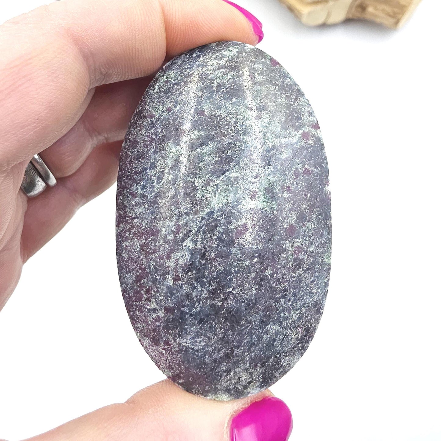 Large Ruby in Fuchsite Palm Stone (UV Reactive) – Heart Healing, Strength & Emotional Balance Crystal, 145g