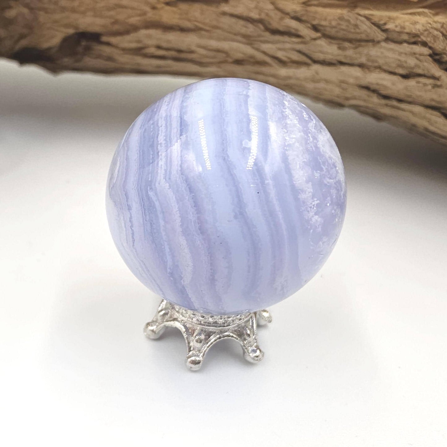 High Grade Blue Lace Agate Sphere – Calm Communication, Emotional Peace & Soothing Energy Crystal, 29mm